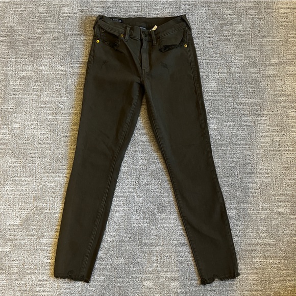 True Religion Mid Rise Super Skinny Women's Skinny Halle Jeans - Dark Olive - Picture 2 of 10